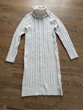 a new day White Cable Knit Turtleneck Sweater Dress